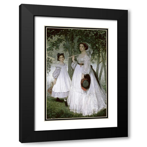 Portrait in a Park Black Modern Wood Framed Art Print with Double Matting by Tissot, James Jacques