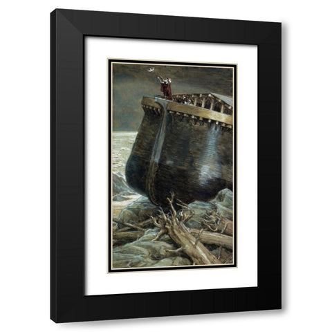 The Dove Returns to Noah Black Modern Wood Framed Art Print with Double Matting by Tissot, James Jacques