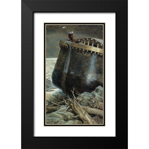 The Dove Returns to Noah Black Modern Wood Framed Art Print with Double Matting by Tissot, James Jacques