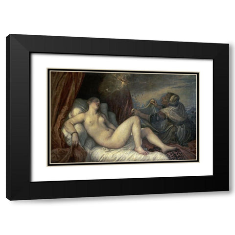 Danae Black Modern Wood Framed Art Print with Double Matting by Titian