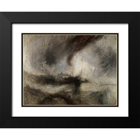 Snow Storm at Sea Black Modern Wood Framed Art Print with Double Matting by Turner, Joseph M.W.