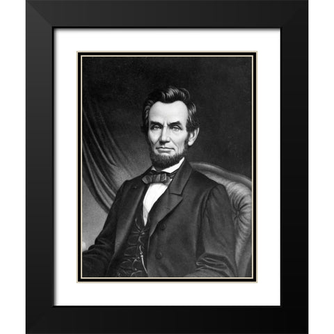 Abraham Lincoln Black Modern Wood Framed Art Print with Double Matting by Unknown