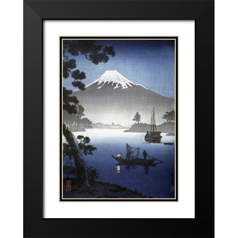 Japanese Print - Mount Fuji from Tagonoura By Shinsei Black Modern Wood Framed Art Print with Double Matting by Unknown