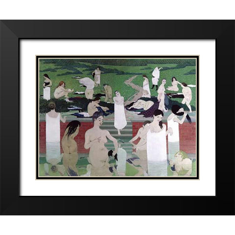 Le Bain Au Soir dEte Black Modern Wood Framed Art Print with Double Matting by Vallotton, Felix