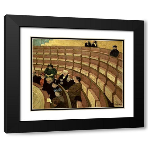 Third Level at the Theatre in Chatelet Black Modern Wood Framed Art Print with Double Matting by Vallotton, Felix