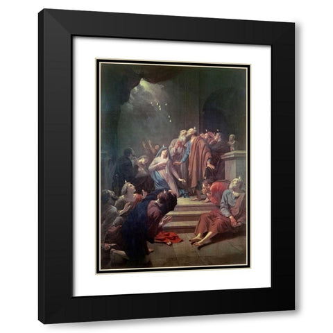 The Pentecost Black Modern Wood Framed Art Print with Double Matting by Van der Werff, Adriaen