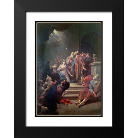 The Pentecost Black Modern Wood Framed Art Print with Double Matting by Van der Werff, Adriaen