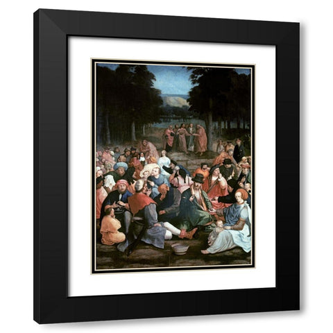 Miracle of the Loaves and the Fishes Black Modern Wood Framed Art Print with Double Matting by Van Leyden, Lucas