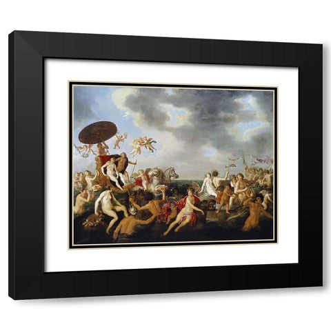 Triumph of Galatea Black Modern Wood Framed Art Print with Double Matting by Van Nieulandt, Adriaen I