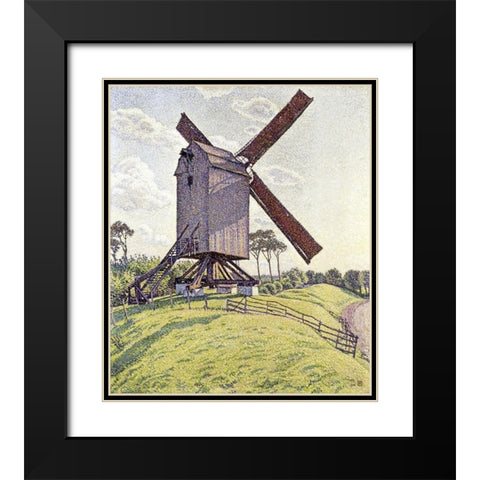 Le Moulin de Kalf Black Modern Wood Framed Art Print with Double Matting by Van Rysselberghe, Theo