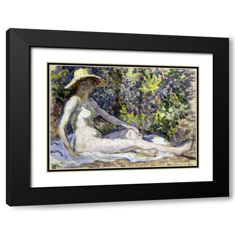 Nude Black Modern Wood Framed Art Print with Double Matting by Van Rysselberghe, Theo