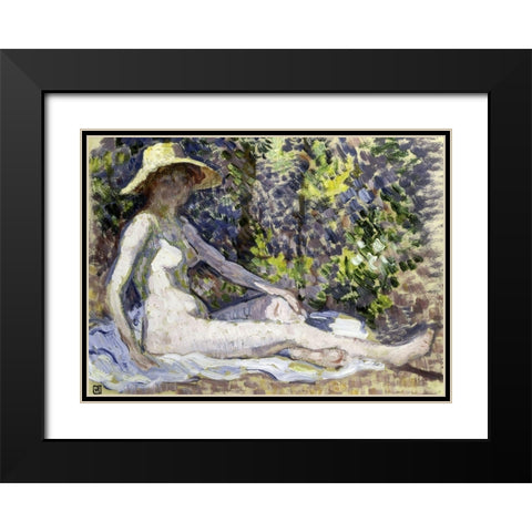 Nude Black Modern Wood Framed Art Print with Double Matting by Van Rysselberghe, Theo
