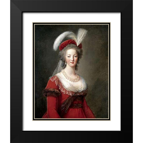 Portrait of Marie-Antoinette Black Modern Wood Framed Art Print with Double Matting by Le Brun, Elisabeth Vigee