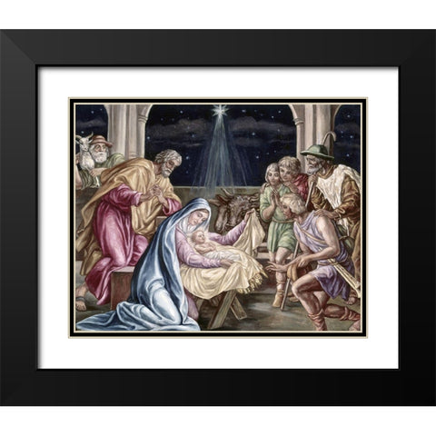 Birth of Our Lord Black Modern Wood Framed Art Print with Double Matting by Von Carolsfeld, Julius Schnorr