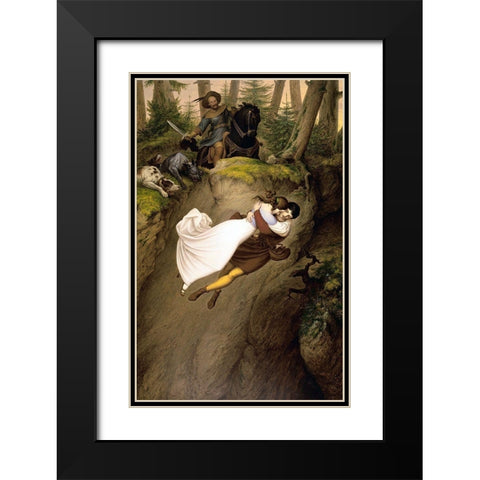 Leap from the Rock Black Modern Wood Framed Art Print with Double Matting by Von Carolsfeld, Julius Schnorr