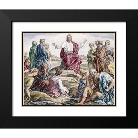 Sermon on the Mount Black Modern Wood Framed Art Print with Double Matting by Von Carolsfeld, Julius Schnorr