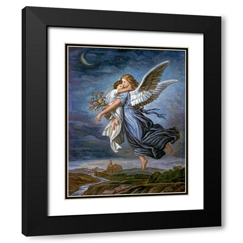 The Guardian Angel Black Modern Wood Framed Art Print with Double Matting by Von Kaulbach, Wilhelm