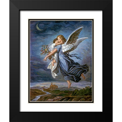 The Guardian Angel Black Modern Wood Framed Art Print with Double Matting by Von Kaulbach, Wilhelm