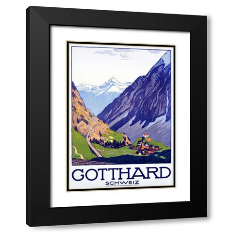 Gotthard / Schweiz Black Modern Wood Framed Art Print with Double Matting by Cardinaux, Emil