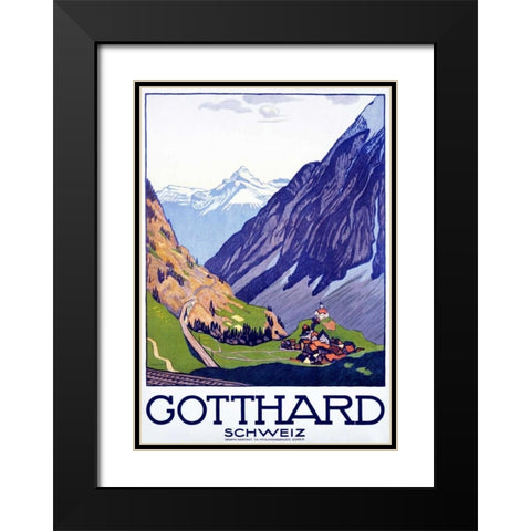 Gotthard / Schweiz Black Modern Wood Framed Art Print with Double Matting by Cardinaux, Emil