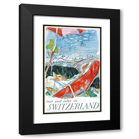 Switzerland Black Modern Wood Framed Art Print with Double Matting by Carigiet, Alois