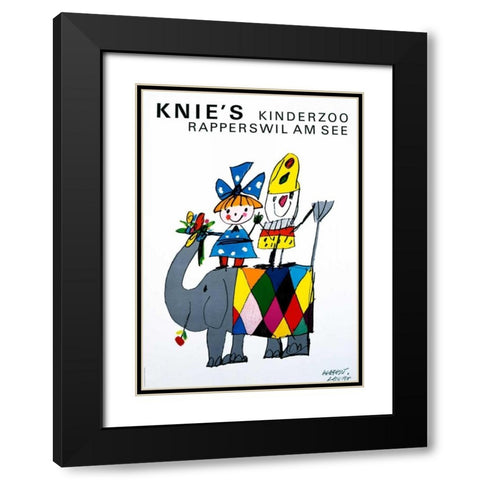 Knieâ€™s Kinderzoo Black Modern Wood Framed Art Print with Double Matting by Leupin, Herbert