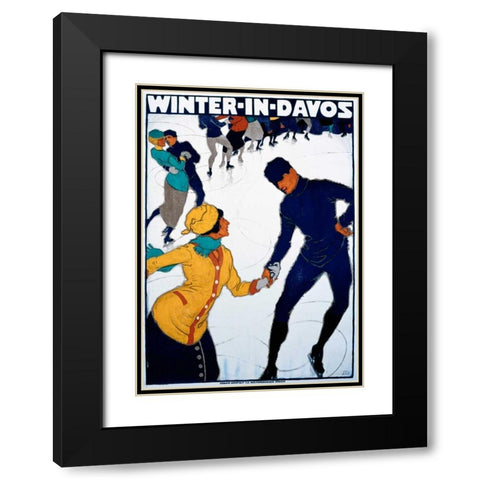 Winter in Davos Black Modern Wood Framed Art Print with Double Matting by Mangold, Burkhard