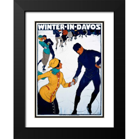 Winter in Davos Black Modern Wood Framed Art Print with Double Matting by Mangold, Burkhard