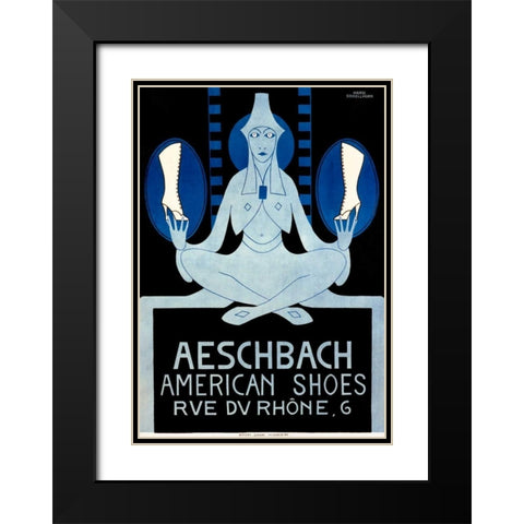 Aeschbach American Shoes Black Modern Wood Framed Art Print with Double Matting by Schoellhorn, Hans