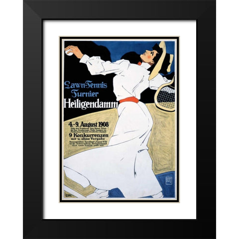 Lawn Tennis Tunier Black Modern Wood Framed Art Print with Double Matting by Erdt, Hans Rudi