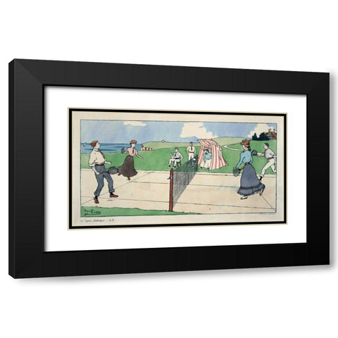 Les Sports athletiques / Tennis Black Modern Wood Framed Art Print with Double Matting by Eliott, Harry