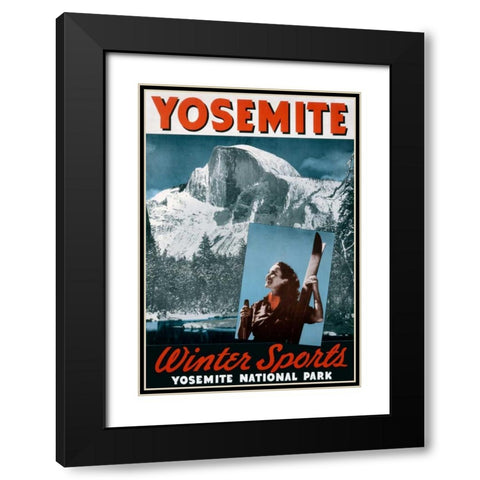 Yosemite / Winter Sports Black Modern Wood Framed Art Print with Double Matting by Unknown