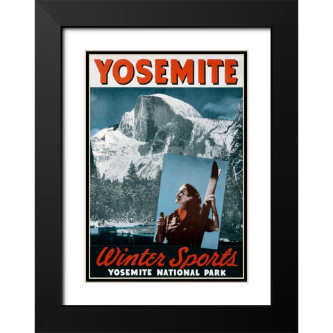 Yosemite / Winter Sports Black Modern Wood Framed Art Print with Double Matting by Unknown