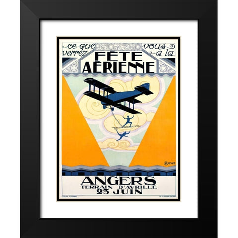 Fete Aerienne Angers Black Modern Wood Framed Art Print with Double Matting by Armand, P.L.