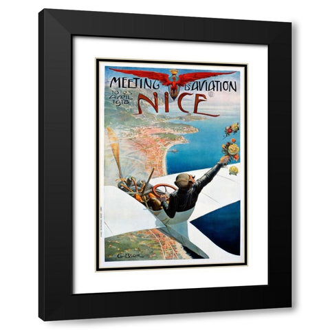 Meeting dâ€™Aviation / Nice Black Modern Wood Framed Art Print with Double Matting by Brosse, Charles Leonce