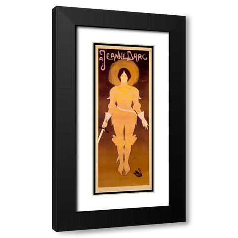 Joan dArc Black Modern Wood Framed Art Print with Double Matting by De Feure, Georges