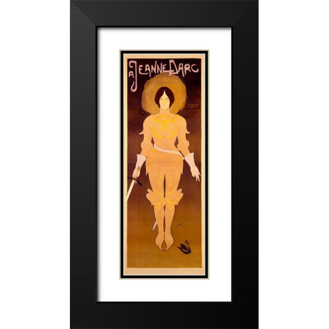 Joan dArc Black Modern Wood Framed Art Print with Double Matting by De Feure, Georges