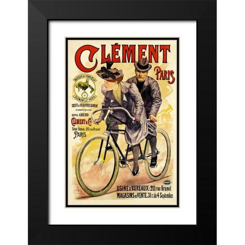 Clement Bicycles Black Modern Wood Framed Art Print with Double Matting by Gilbert, A.