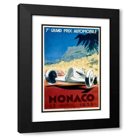 Monaco / 22 Avril 1935 Black Modern Wood Framed Art Print with Double Matting by Ham, Geo
