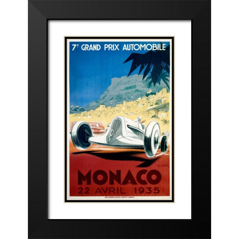 Monaco / 22 Avril 1935 Black Modern Wood Framed Art Print with Double Matting by Ham, Geo