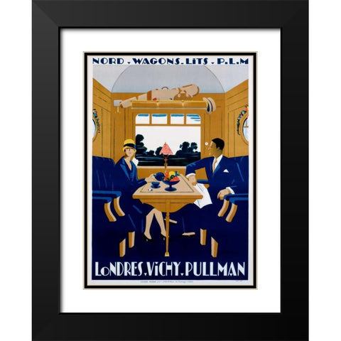 Nord-Wagons Lits-PLM Black Modern Wood Framed Art Print with Double Matting by Naurac, Jean-Raoul