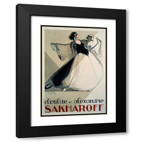 Clotilde et Alexandre Sakharoff Black Modern Wood Framed Art Print with Double Matting by Petit, Philippe