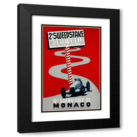 2e Sweepstake de Monte-Carlo / 9eme Grand Prix de Monaco Black Modern Wood Framed Art Print with Double Matting by Serre, Guy