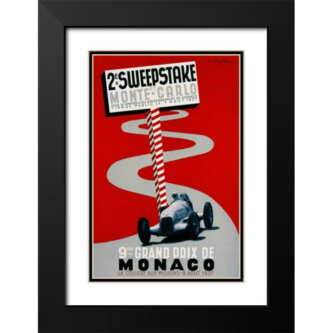 2e Sweepstake de Monte-Carlo / 9eme Grand Prix de Monaco Black Modern Wood Framed Art Print with Double Matting by Serre, Guy