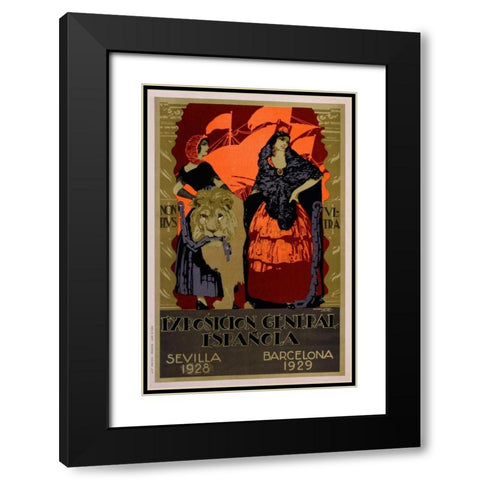 Exposicion General Epanola Black Modern Wood Framed Art Print with Double Matting by De Castro, Francisco Hohenleiter
