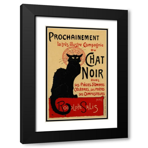 Chat Noir / Prochainement Black Modern Wood Framed Art Print with Double Matting by Steinlen, Theophile
