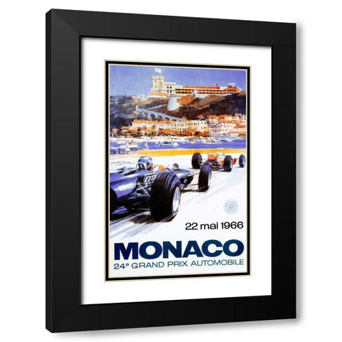 Monaco Grand Prix 1966 Black Modern Wood Framed Art Print with Double Matting by Turner, Michael