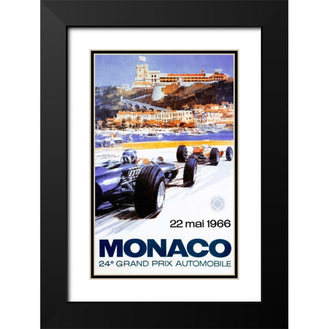Monaco Grand Prix 1966 Black Modern Wood Framed Art Print with Double Matting by Turner, Michael
