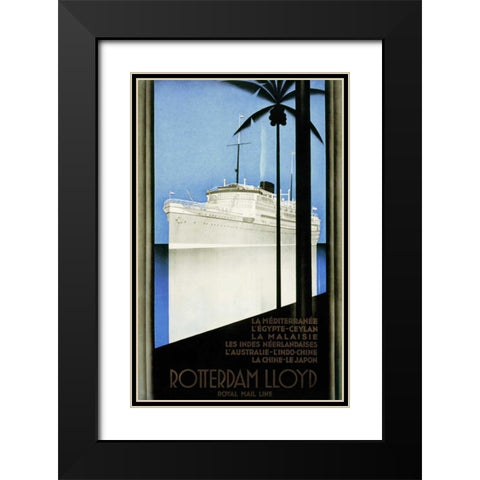 Rotterdam Lloyd Black Modern Wood Framed Art Print with Double Matting by Von Stein, Johann