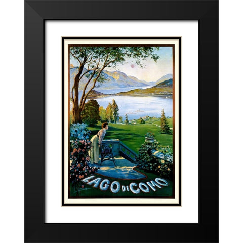 Lago di Como Black Modern Wood Framed Art Print with Double Matting by Ximenes, Elio